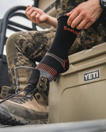 Black Dark Grey Coloured Seeland Field Coolmax Socks Twin Pack on blurry Background
