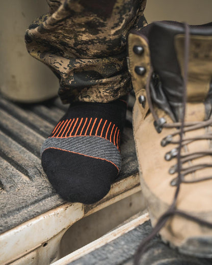 Black Dark Grey Coloured Seeland Field Coolmax Socks Twin Pack on blurry Background
