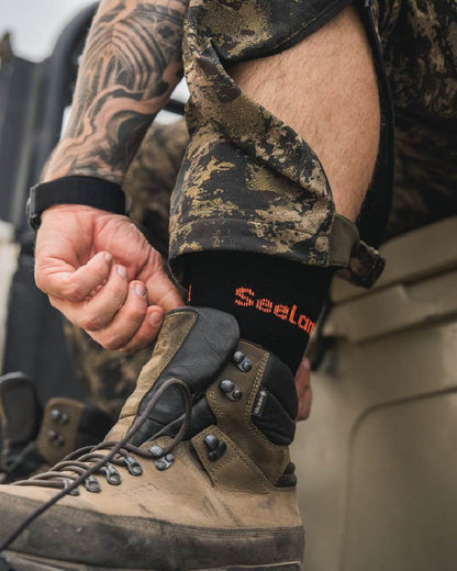 Black Dark Grey Coloured Seeland Field Coolmax Socks Twin Pack on blurry Background
