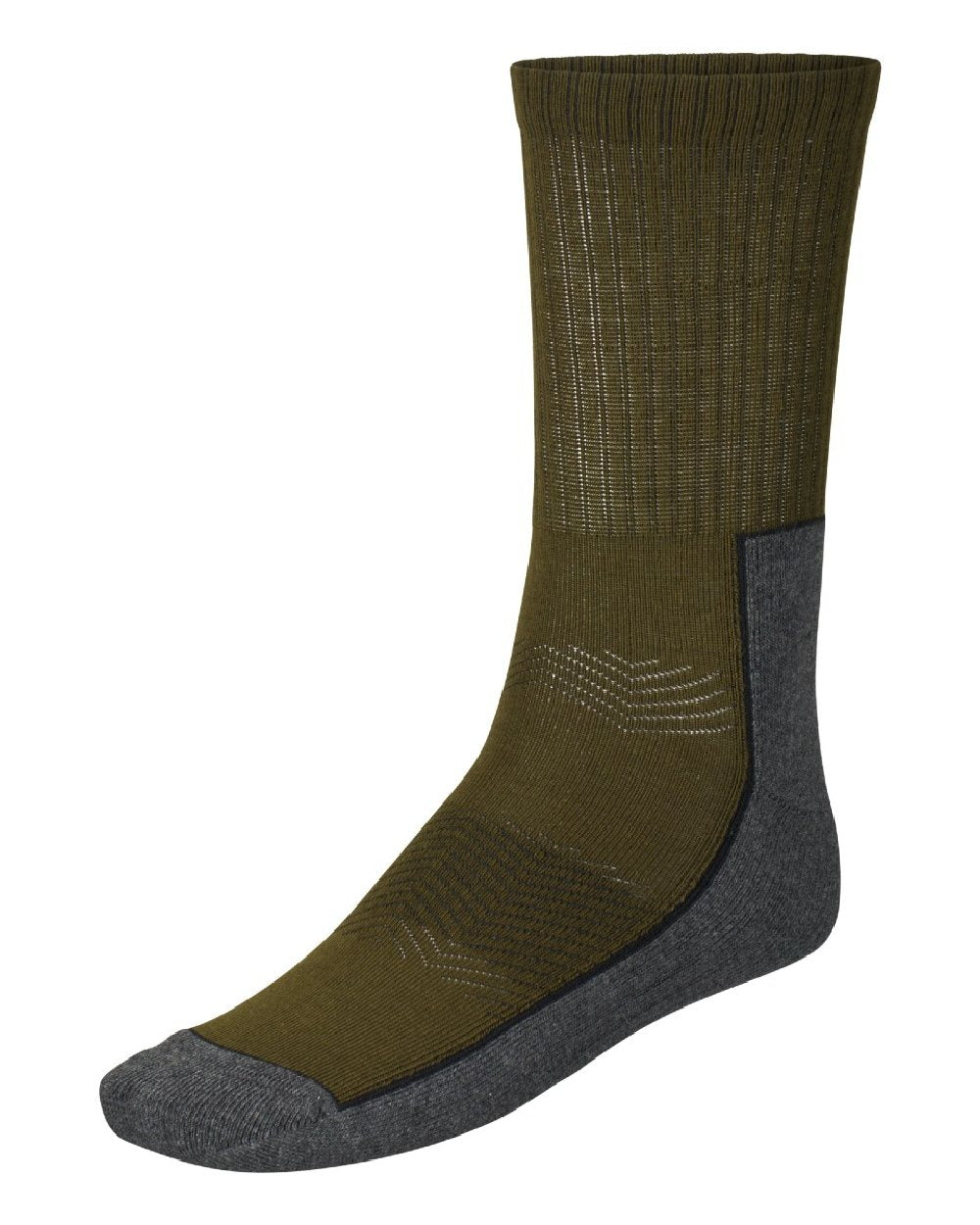 Pine Green Dark Grey Coloured Seeland Field Sock Triple Pack on White Background
