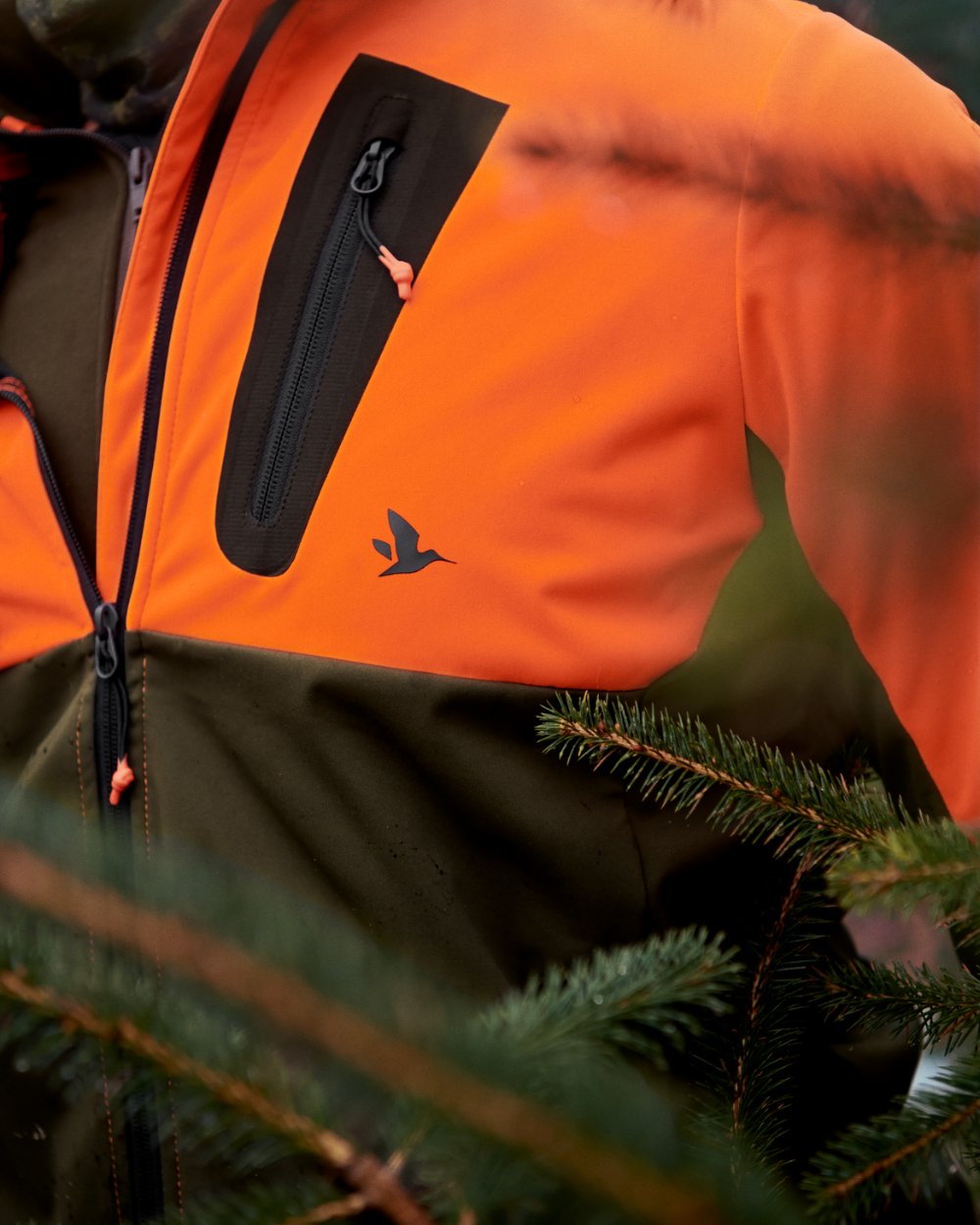 Hi-Vis Orange Coloured Seeland Force Advanced Softshell Jacket on outdoor background 