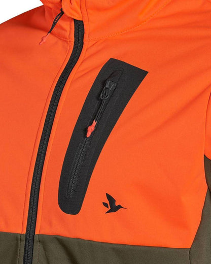 Hi-Vis Orange Coloured Seeland Force Advanced Softshell Jacket on white background 