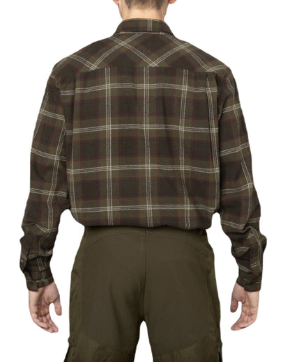 Pine Green Check Coloured Seeland Glen Flannel Shirt On A White Background 