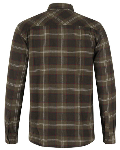 Pine Green Check Coloured Seeland Glen Flannel Shirt On A White Background 