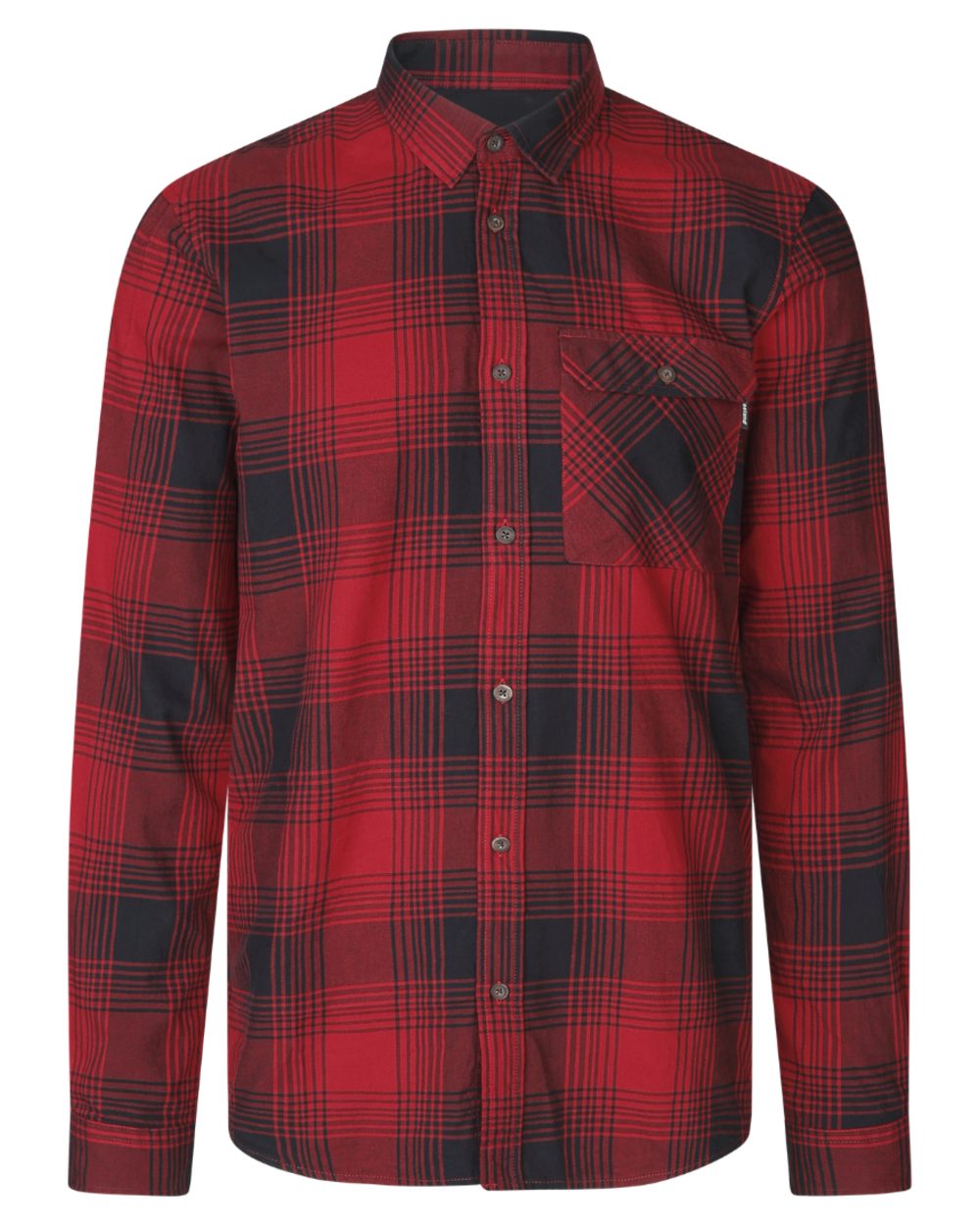 Red Check coloured Seeland Glen Flannel Shirt on white background 