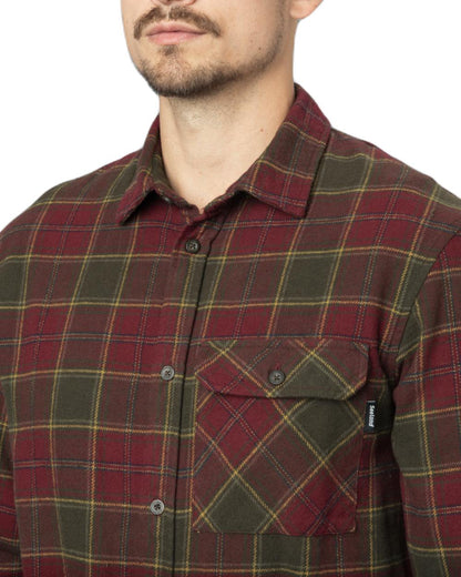 Red Forest Check Coloured Seeland Glen Flannel Shirt On A White Background 