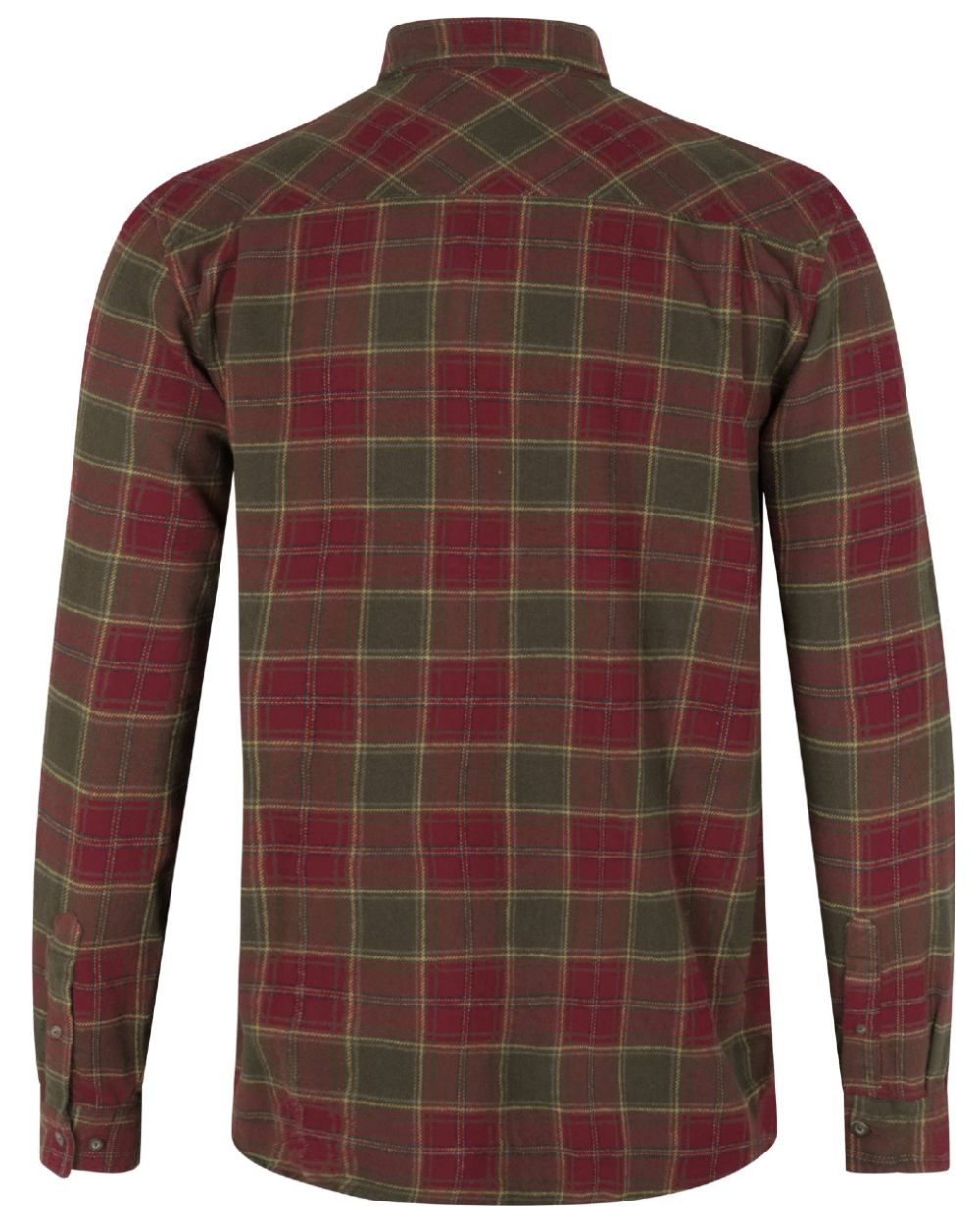 Red Forest Check Coloured Seeland Glen Flannel Shirt On A White Background 