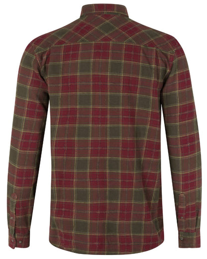 Red Forest Check Coloured Seeland Glen Flannel Shirt On A White Background 