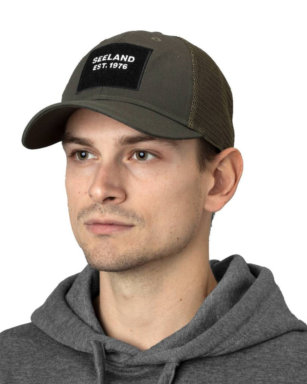 Grape Leaf Coloured Seeland Granite Trucker Cap on white background 