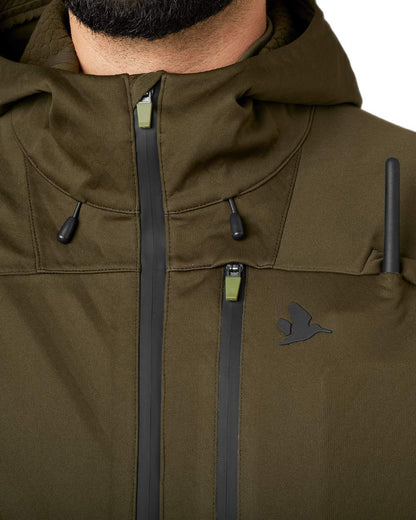 Pine Green Coloured Seeland Hawker Shell II Jacket on white background 
