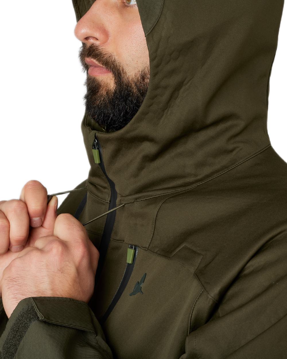 Pine Green Coloured Seeland Hawker Shell II Jacket on white background 