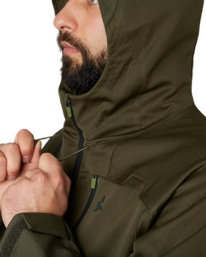 Pine Green Coloured Seeland Hawker Shell II Jacket on white background 