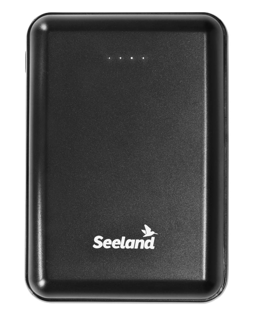 Black Coloured Seeland Heat Power Bank on White background 