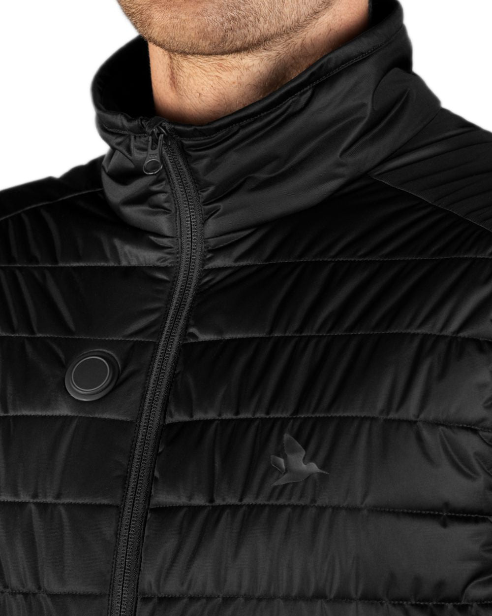 Black Coloured Seeland Heat Quilted Waistcoat on White background 