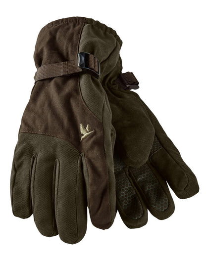 Pine Green Coloured Seeland Helt Gloves on White background 