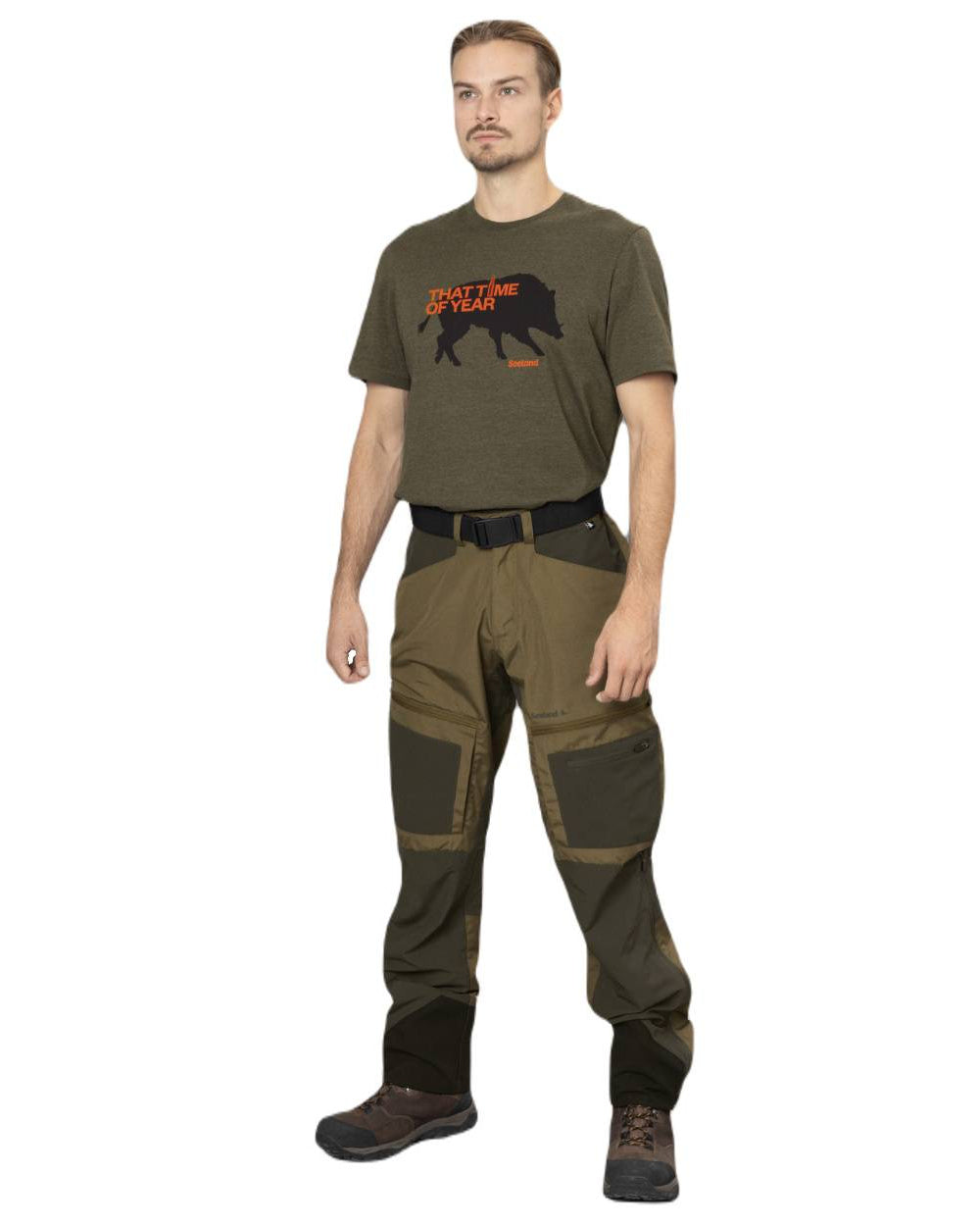 Military Olive Pine Green Coloured Seeland Hemlock Trousers on white background 