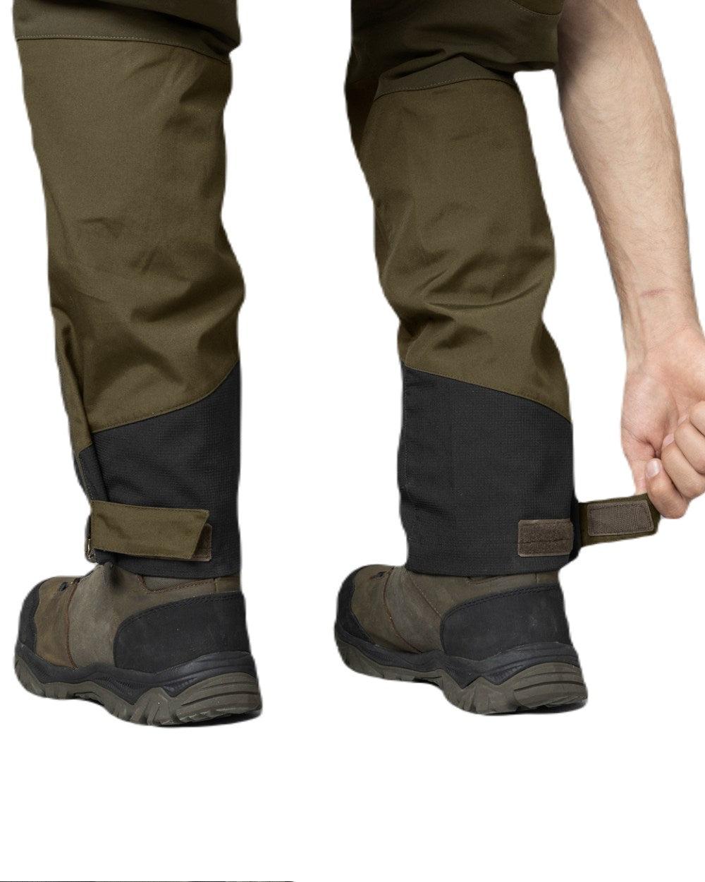 Pine Green Grizzly Brown Coloured Seeland Hemlock Trousers on white background 