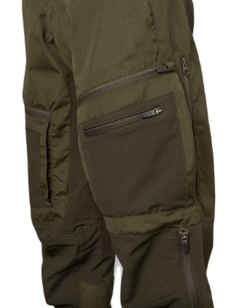 Pine Green Grizzly Brown Coloured Seeland Hemlock Trousers on white background 