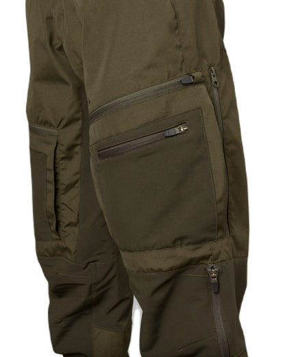 Pine Green Grizzly Brown Coloured Seeland Hemlock Trousers on white background 