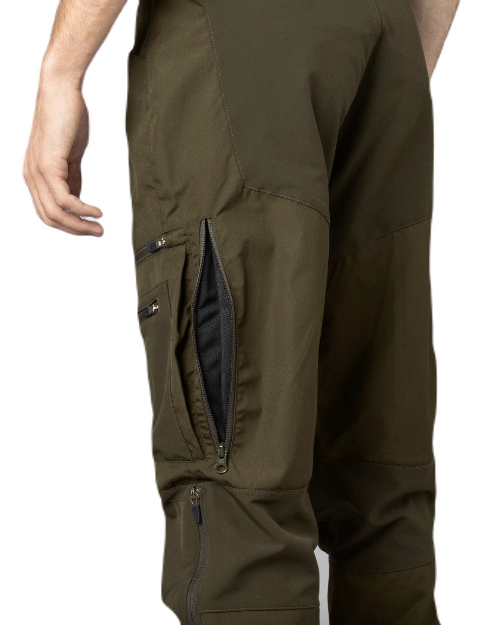 Pine Green Grizzly Brown Coloured Seeland Hemlock Trousers on white background 