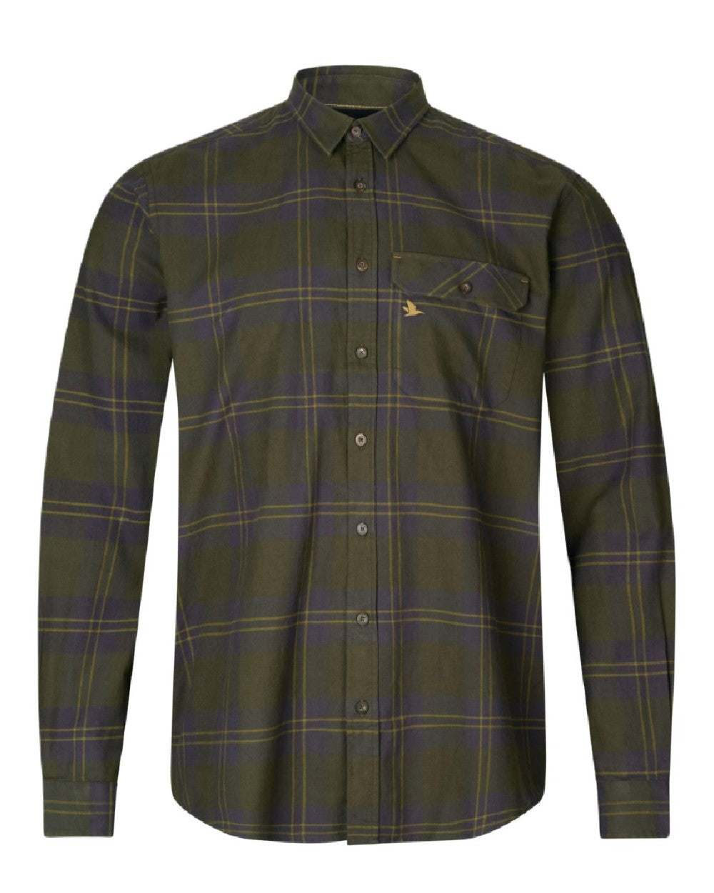 Dark Olive Coloured Seeland Highseat Shirt on white background 