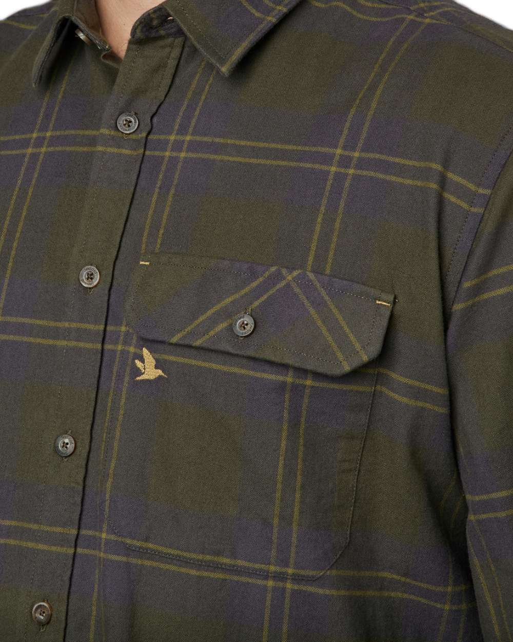 Dark Olive Coloured Seeland Highseat Shirt on white background 