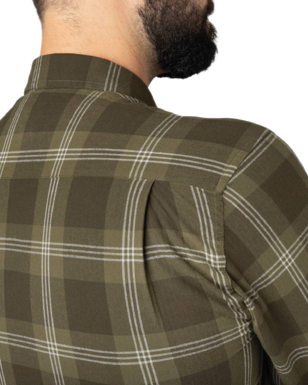 Pine Green Check Coloured Seeland Highseat Shirt on white background 