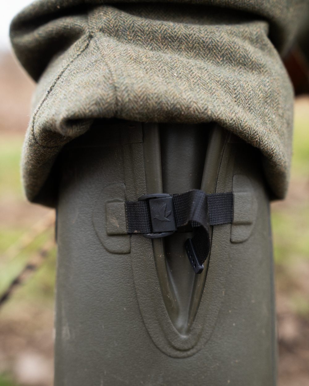 Pine Green Coloured Seeland Hillside Classic Boots on outdoor background 