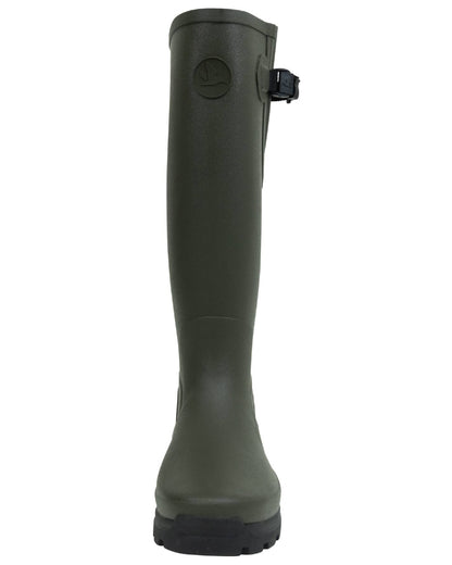 Pine Green Coloured Seeland Hillside Enforced Wellingtons on white background 