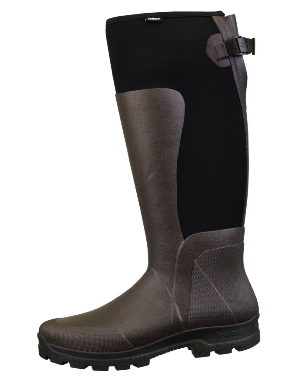 Dark Brown Coloured Seeland Hillside Flex Wellingtons on white background 