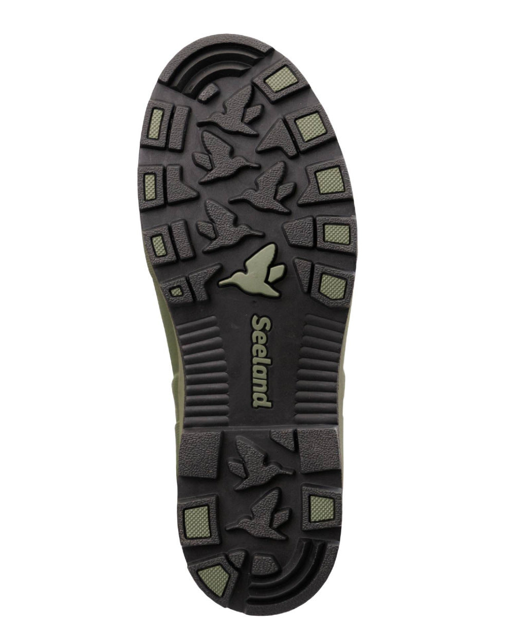 Pine Green Coloured Seeland Hillside Flex Wellingtons on white background 