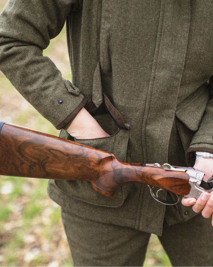 Moss Green Coloured Seeland Hillside Harriet Jacket on outdoor background 