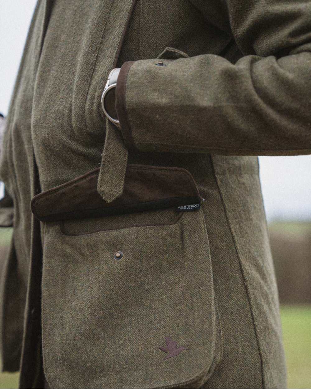 Moss Green Coloured Seeland Hillside Harriet Jacket on outdoor background 