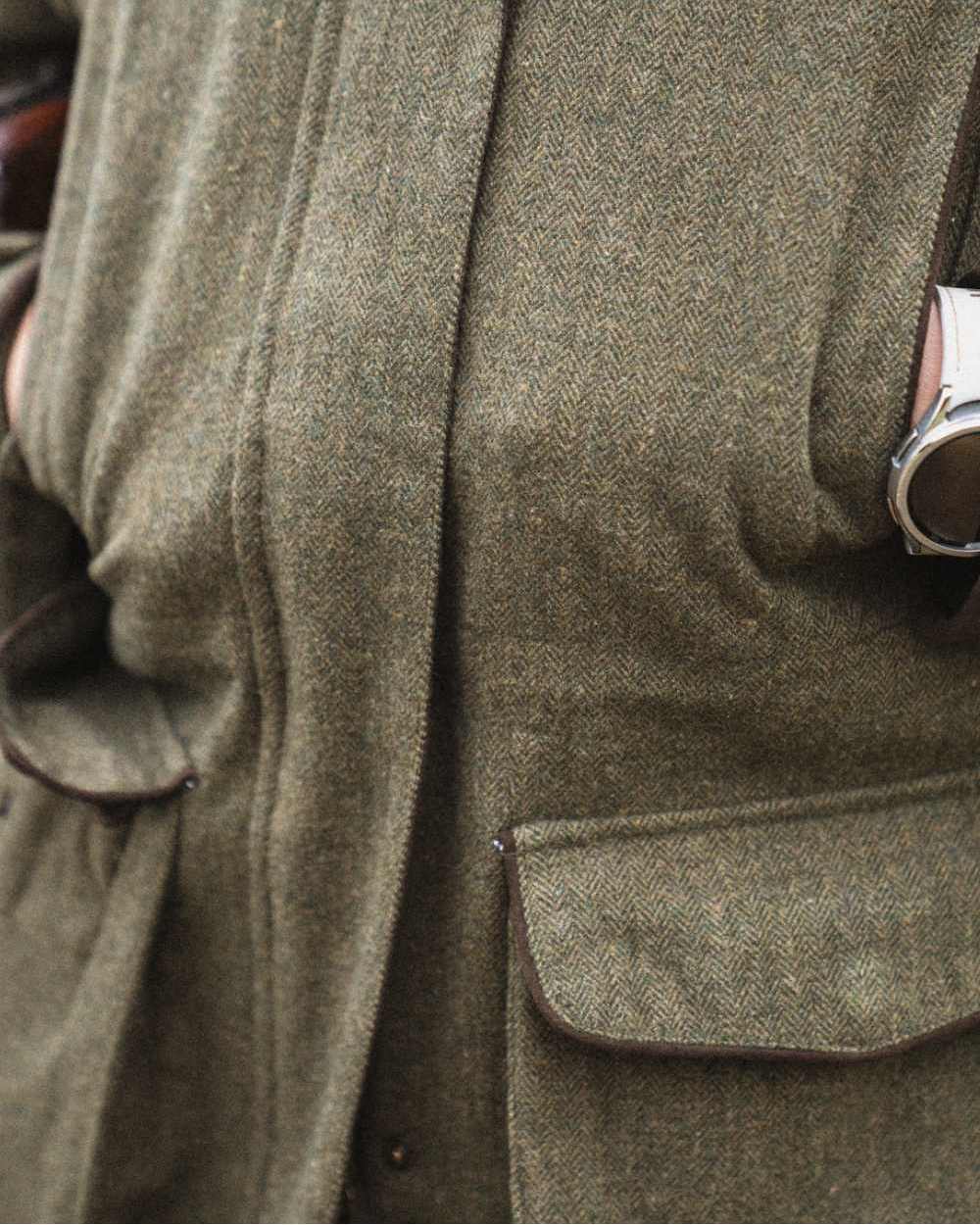 Moss Green Coloured Seeland Hillside Harriet Jacket on outdoor background 