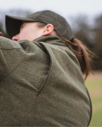 Moss Green Coloured Seeland Hillside Harriet Jacket on outdoor background 