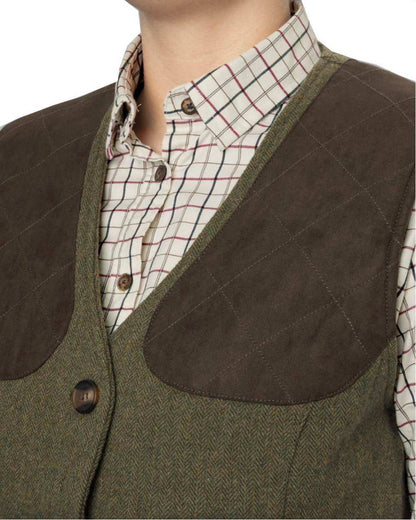 Moss Green Coloured Seeland Hillside Harriet Waistcoat on white background 
