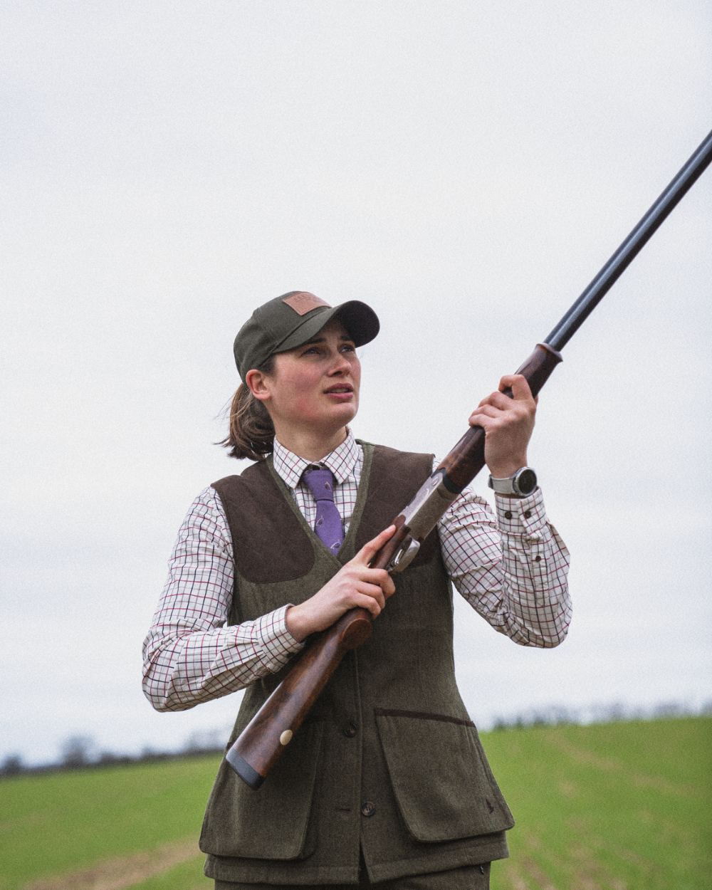 Moss Green Coloured Seeland Hillside Harriet Waistcoat on outdoor background 