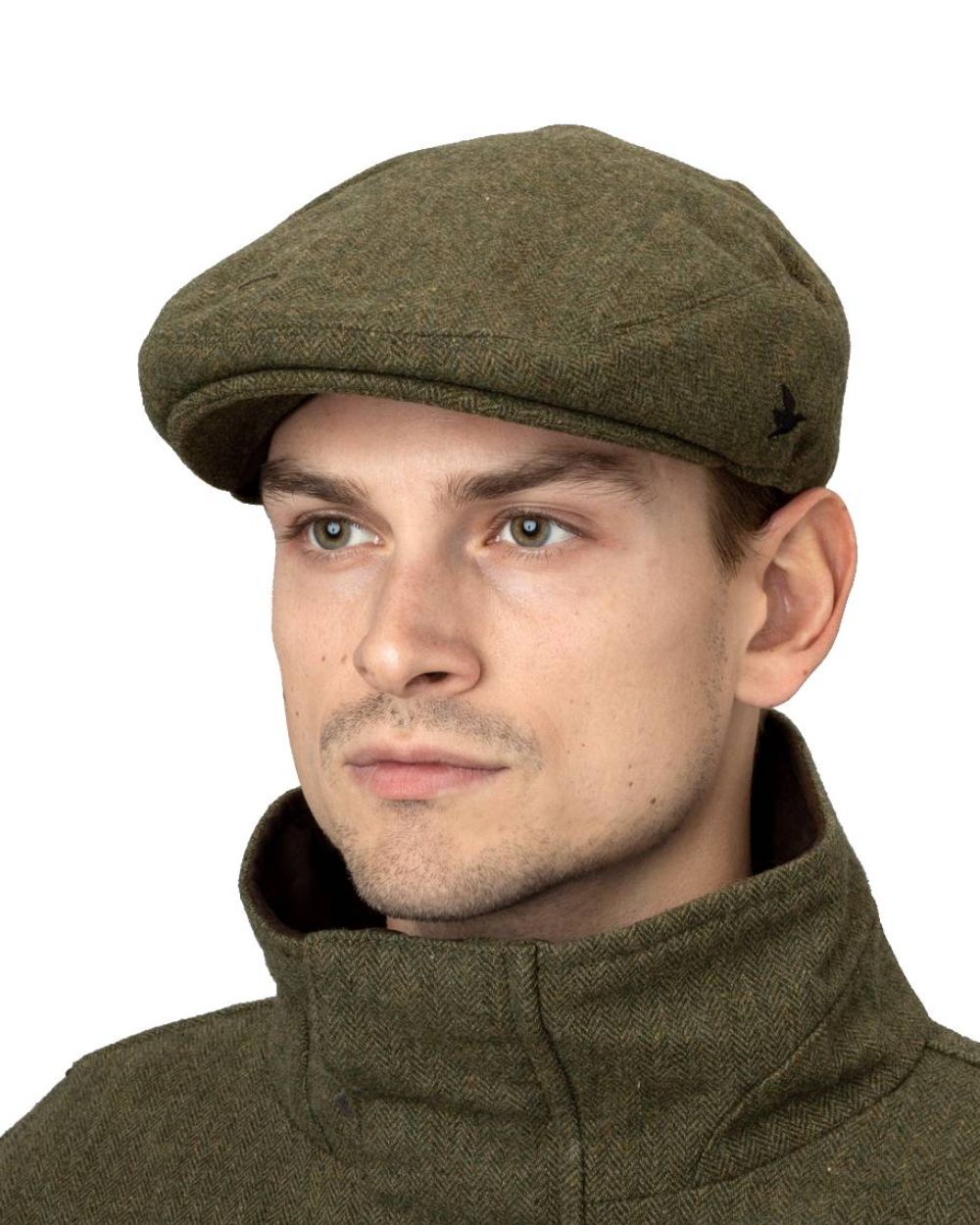 Moss Green Coloured Seeland Hillside Sixpence Cap on white background 
