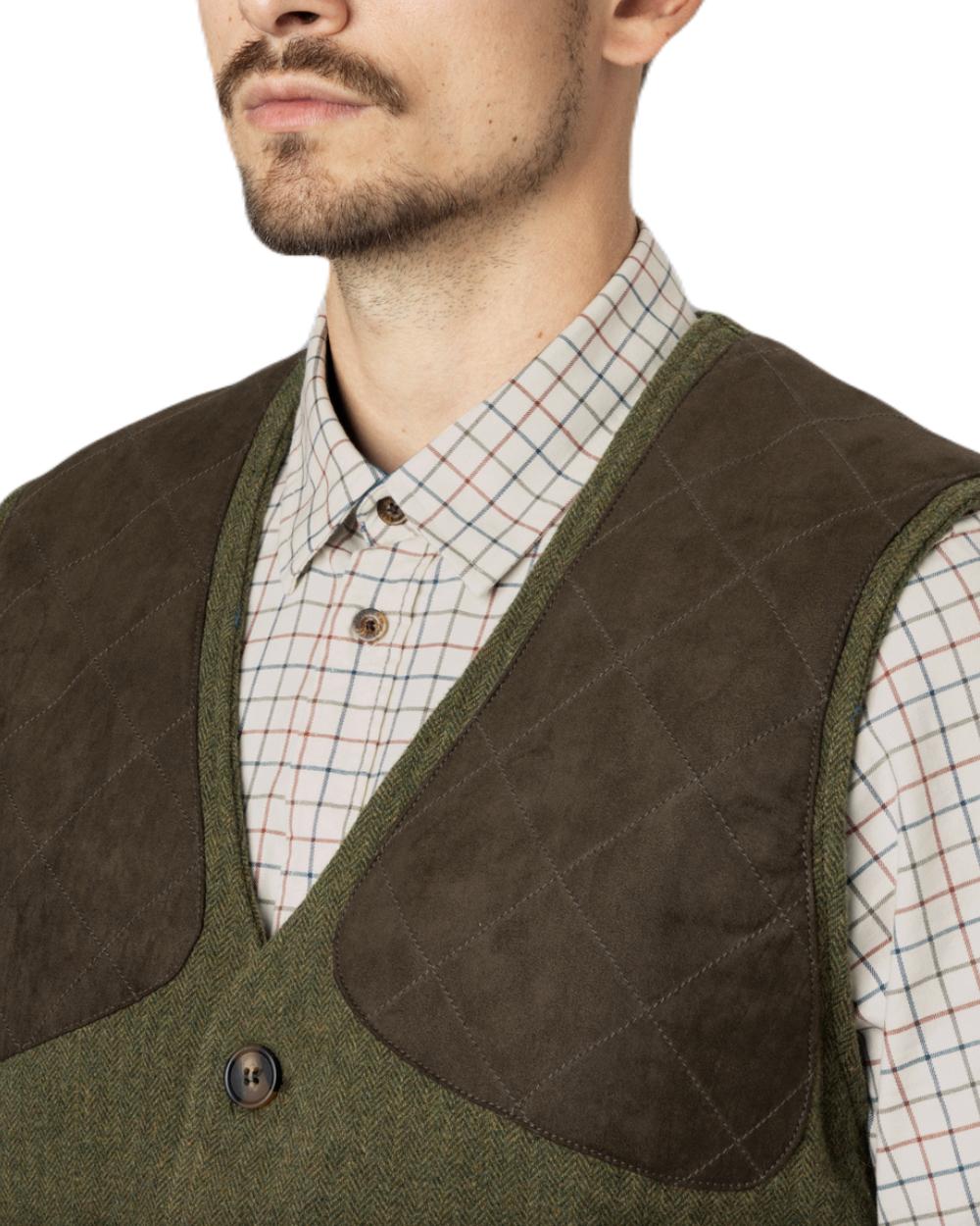 Moss Green Coloured Seeland Hillside Waistcoat on white background 