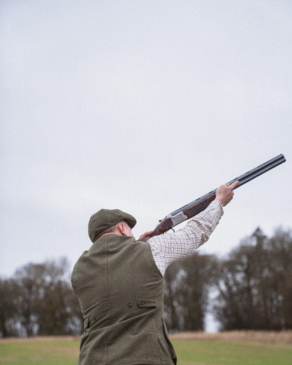 Moss Green Coloured Seeland Hillside Waistcoat on outdoor background 