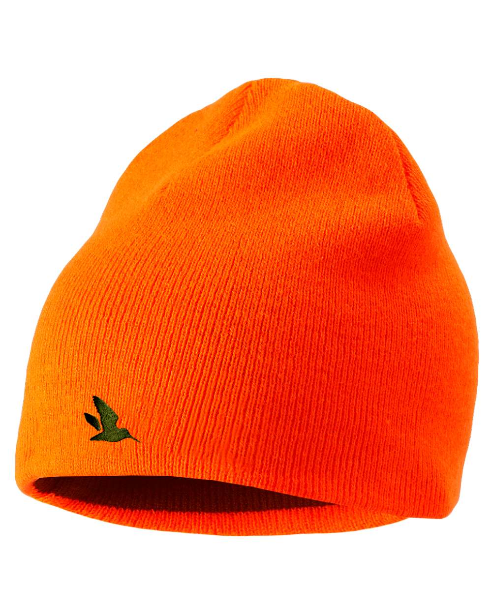 Hi-Vis Orange Pine Green Coloured Seeland Ian Reversible Beanie Hat on white background 