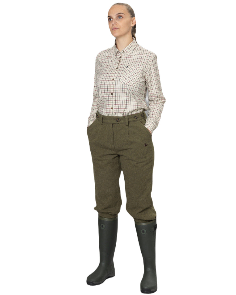 Cabernet Blue Check Coloured Seeland Kerry Shooting Shirt on white background 