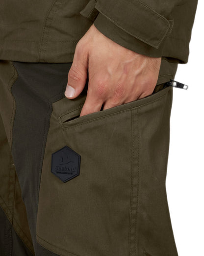 Pine Green Coloured Seeland Key-Point Active II Trousers on white background 