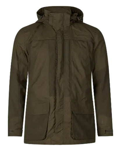 Pine Green Dark Brown Coloured Seeland Key-Point Elements Jacket on white background 