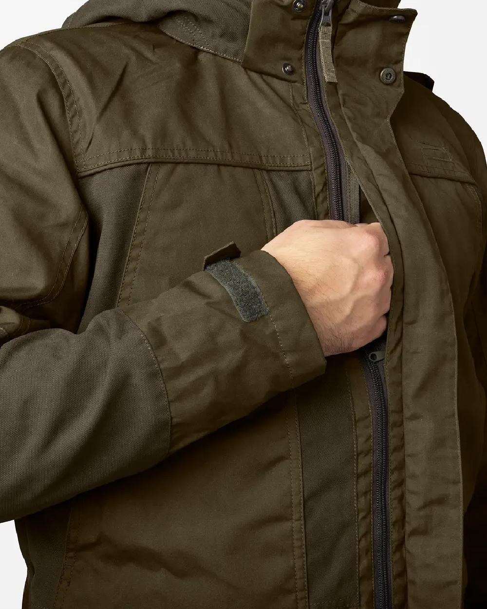 Pine Green Dark Brown Coloured Seeland Key-Point Elements Jacket on white background 