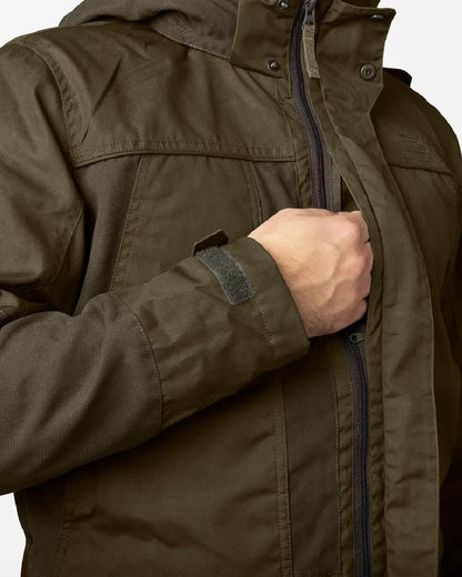 Pine Green Dark Brown Coloured Seeland Key-Point Elements Jacket on white background 