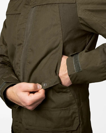 Pine Green Dark Brown Coloured Seeland Key-Point Elements Jacket on white background 