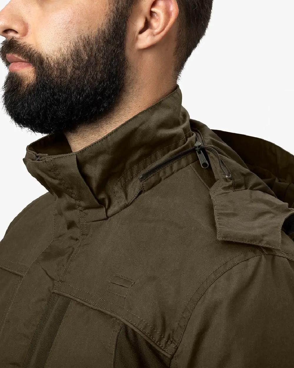Pine Green Dark Brown Coloured Seeland Key-Point Elements Jacket on white background 