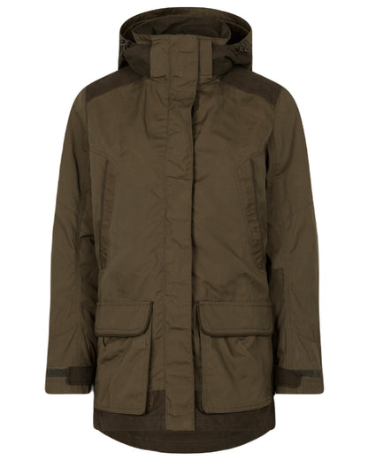 Pine Green Grizzly Brown Coloured Seeland Key-Point Kora Jacket on white background 