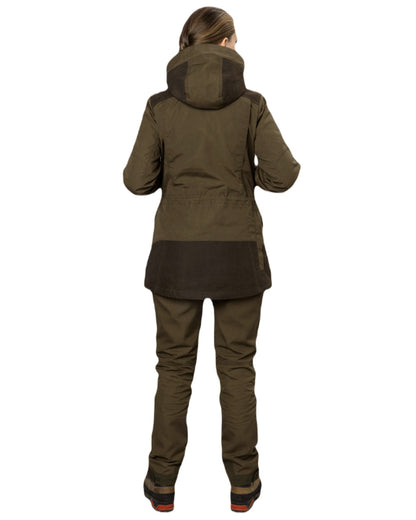 Pine Green Grizzly Brown Coloured Seeland Key-Point Kora Jacket on white background 